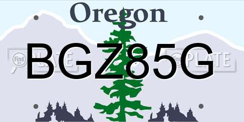 BGZ85G Oregon License Plate