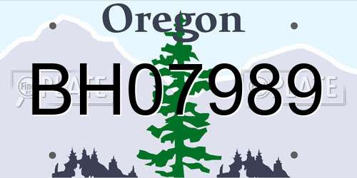 BH07989 Oregon License Plate