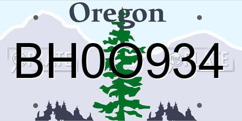 BH0O934 Oregon License Plate