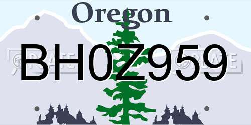 BH0Z959 Oregon License Plate