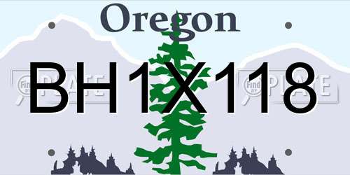 BH1X118 Oregon License Plate
