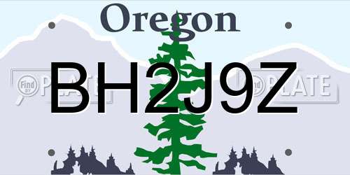 BH2J9Z Oregon License Plate