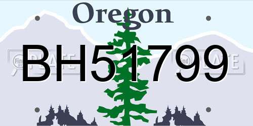 BH51799 Oregon License Plate