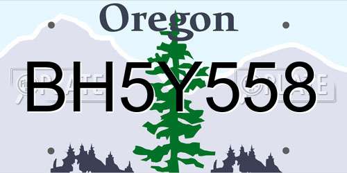 BH5Y558 Oregon License Plate