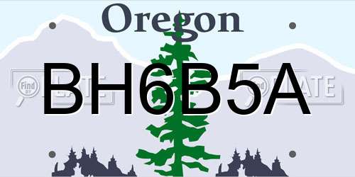 BH6B5A Oregon License Plate