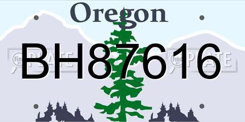 BH87616 Oregon License Plate