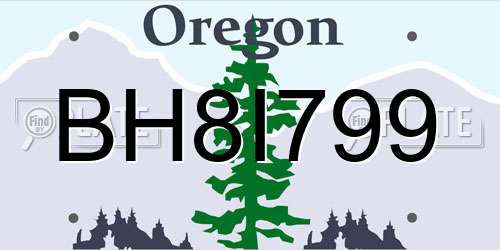 BH8I799 Oregon License Plate