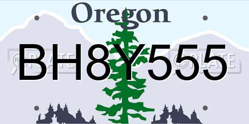 BH8Y555 Oregon License Plate