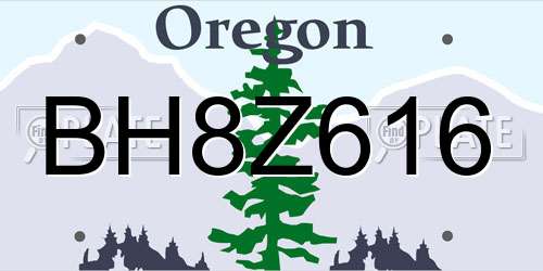 BH8Z616 Oregon License Plate
