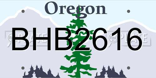 BHB2616 Oregon License Plate