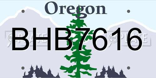 BHB7616 Oregon License Plate