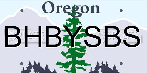 BHBYSBS Oregon License Plate