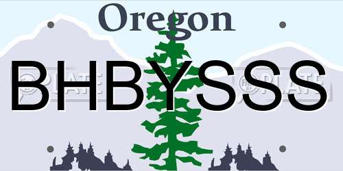 BHBYSSS Oregon License Plate