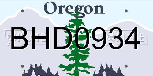 BHD0934 Oregon License Plate