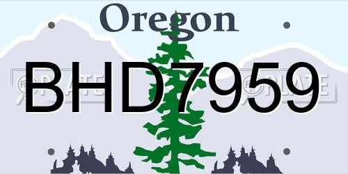 BHD7959 Oregon License Plate