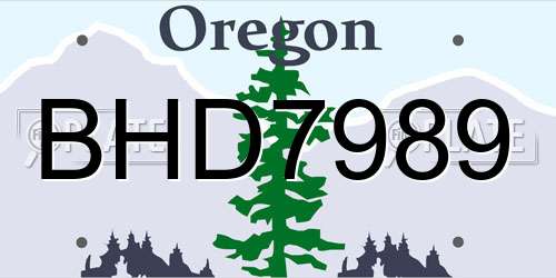 BHD7989 Oregon License Plate
