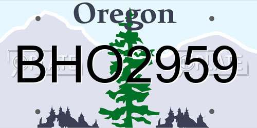 BHO2959 Oregon License Plate