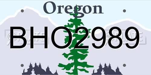 BHO2989 Oregon License Plate