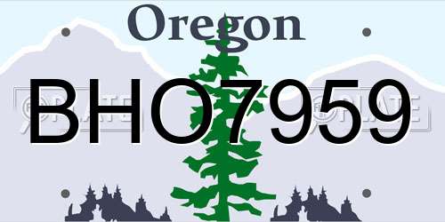 BHO7959 Oregon License Plate