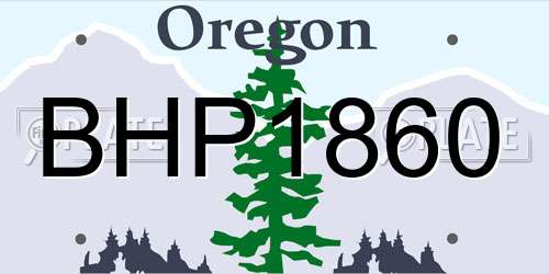 BHP1860 Oregon License Plate