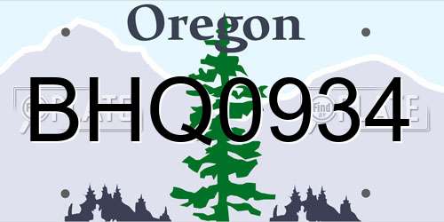 BHQ0934 Oregon License Plate