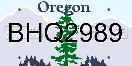 BHQ2989 Oregon License Plate