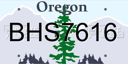 BHS7616 Oregon License Plate
