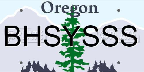 BHSYSSS Oregon License Plate