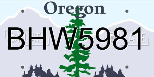 BHW5981 Oregon License Plate
