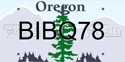 BIBQ78 Oregon License Plate