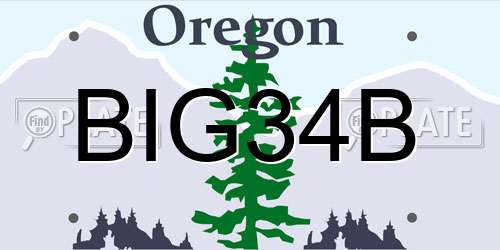 BIG34B Oregon License Plate