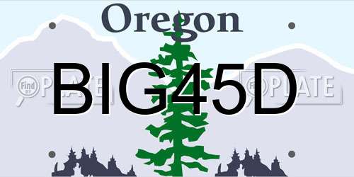 BIG45D Oregon License Plate