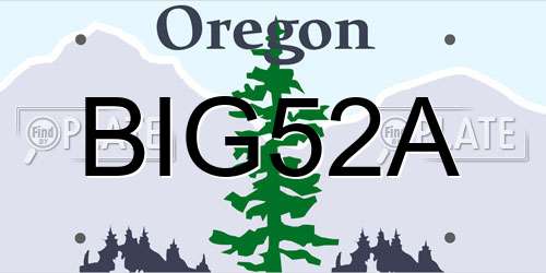 BIG52A Oregon License Plate