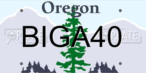 BIGA40 Oregon License Plate