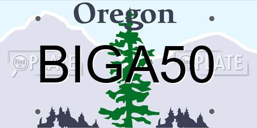 BIGA50 Oregon License Plate