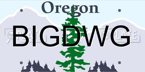 BIGDWG Oregon License Plate