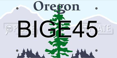 BIGE45 Oregon License Plate