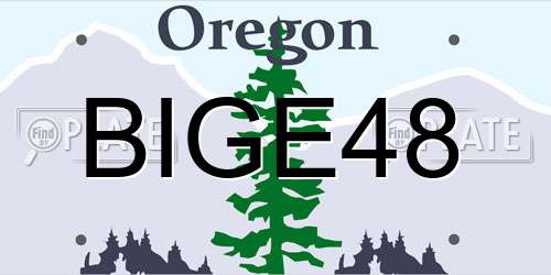 BIGE48 Oregon License Plate