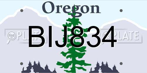 BIJ834 Oregon License Plate