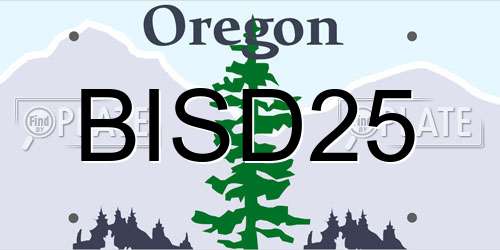 BISD25 Oregon License Plate