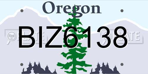 BIZ6138 Oregon License Plate