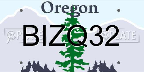 BIZQ32 Oregon License Plate