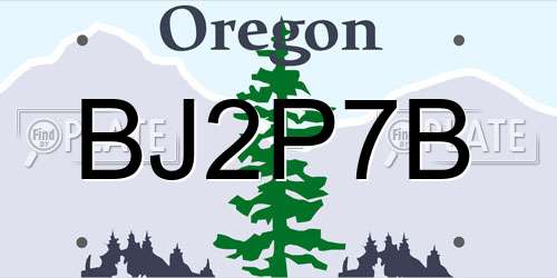 BJ2P7B Oregon License Plate