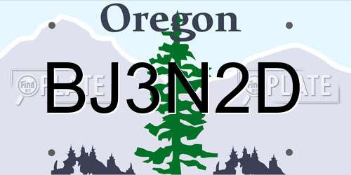 BJ3N2D Oregon License Plate
