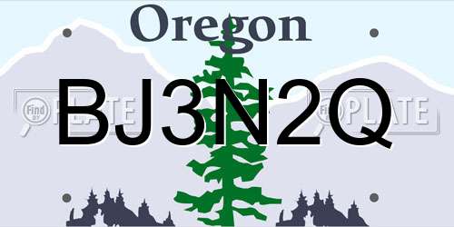BJ3N2Q Oregon License Plate