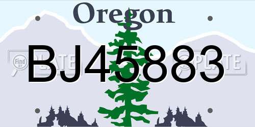 BJ45883 Oregon License Plate