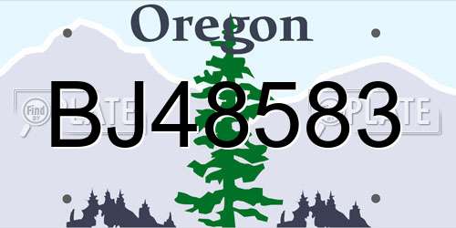 BJ48583 Oregon License Plate