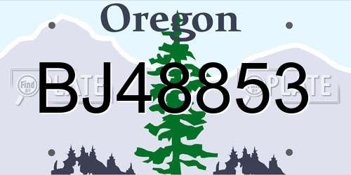 BJ48853 Oregon License Plate