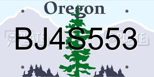 BJ4S553 Oregon License Plate