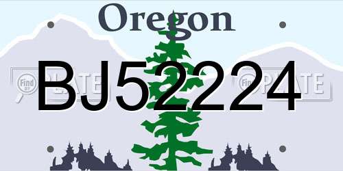 BJ52224 Oregon License Plate